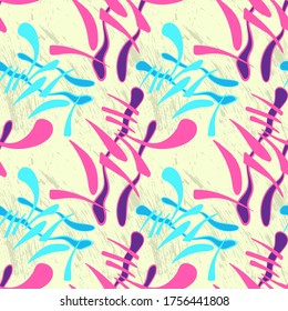 Seamless nature backdrop with hand draw abstract pattern with grunge spots.