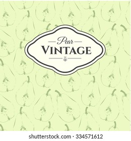 Seamless nature background with pear. Fresh organic food. Pear vintage pattern. Hand-drawn sketch of pear.