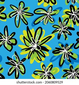Nahtlose Natur, handgezeichnet mit Blumen