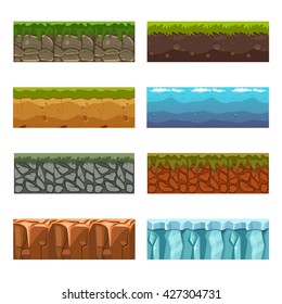 Seamless nature landscape square elements Big set