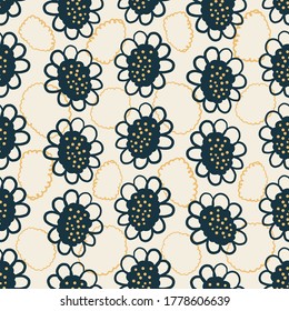 nahtlose Naturmuster-Hintergrund mit handgezeichnet gezeichneter Doodblume