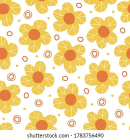 Seamless nature pattern background with hand draw two tone flowers