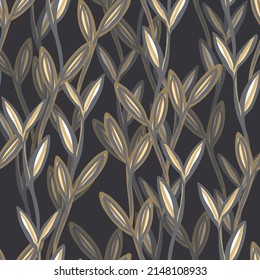 seamless nature pattern background with hand drawn leafs , greeting card or fabric