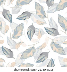 seamless nature pattern background with pastel leaves , greeting card or fabric