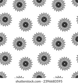 Seamless nature pattern with beautiful flowers. Hand drawn vector illustration