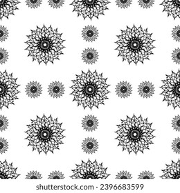 Seamless nature pattern with beautiful flowers. Hand drawn vector illustration