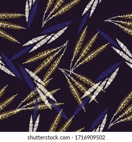 Las hojas estilizadas de diseño natural sin inconvenientes repiten una textura de fondo interminable para textiles, papel de envoltura, papel tapiz, cortinas, alfombras, ropa, ropa de cama, estampados de tela