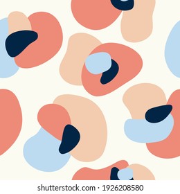 Seamless nature pattern, gardening. Abstract flowers and elements, drawing on  white background, hand drawn, minimalist, packaging, wallpaper, design for textiles, vector illustration.