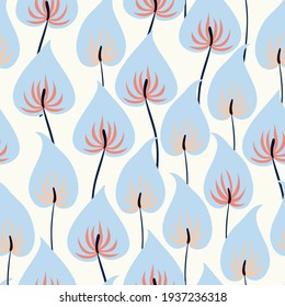 Nahtlose Natur, Gartenarbeit. Abstrakte Blumen, Formen und Elemente, auf weißem Hintergrund gezeichnet, handgezeichnet, verpackt, Tapete, Design für Textilien, Vektorgrafik.