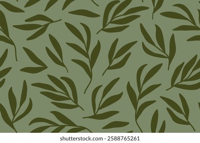 seamless nature pattern with green leaves, great for wrapping, greeting cards, fabrics- vector illustration