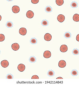 Seamless nature pattern on white background.  Hand drawn abstract botanical elements. Design for textiles, wallpapers, printed products. Vector illustration