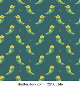 seamless nature pattern with parrot on green background