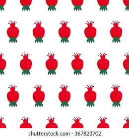 Seamless nature pattern with rose hip. Simple botanical illustration. Natural decorative background.
