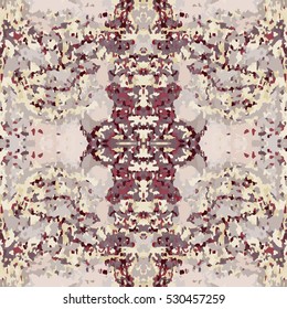 Seamless nature pattern. Stone, snake skin, band view mosaic motley texture. Ornamental collage. Brown, vinous, beige colored background. Vector