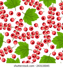 Seamless nature pattern with stylized fresh red currants.