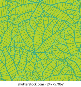 Seamless nature pattern with stylized green leaves.