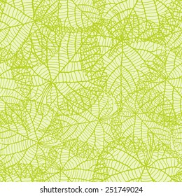 Seamless nature pattern with stylized green leaves.