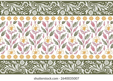 Seamless nature sketch pattern. One line hand drawn flowers for packaging, wallpapers and textile design.

