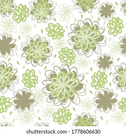 seamless nature style pattern background with hand draw doodle flower