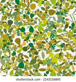 Green Leaves Seamless Pattern in Repeat, Repeatable Floral Art Fabric Design, Leaves Shapes Texture, Flourish Nature Summer Garden Beauty Rustic Eco Friendly, Scandinavian Style Abstract Plant Motif 