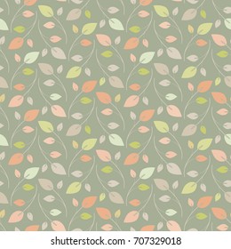 Seamless nature texture. Cute leaves pattern for wrapping, textile, wallpaper, paper. 