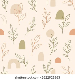 A seamless, nature-inspired vector pattern with minimalist design and organic shapes for elegant backgrounds or textiles.