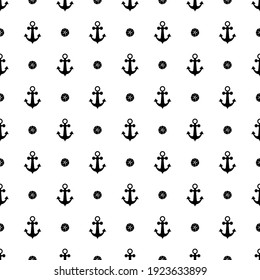Seamless nautical anchor pattern. Geo design with trendy circle shapes. Geometric black polka dot circles on a white background. Ocean theme. Perfect for fashion, textile design, decor, and fabric.
