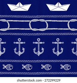 Seamless nautical background. Hand-drawn vector pattern.