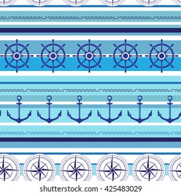 Seamless nautical blue colorful pattern