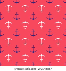 Seamless nautical pattern with anchors. Design element for wallpapers, baby shower invitation, birthday card, scrapbooking, fabric print etc.