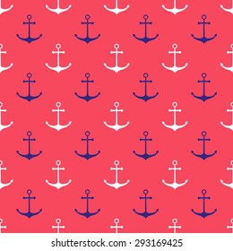 Seamless nautical pattern with anchors. Design element for wallpapers, web site background, baby shower invitation, birthday card, scrapbooking, fabric print etc. Vector illustration.

