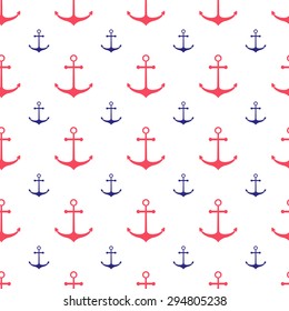 Seamless nautical pattern with anchors. Design element for wallpapers, baby shower invitation, birthday card, scrapbooking, fabric print etc.