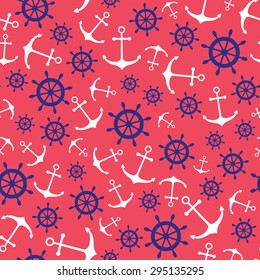 Seamless nautical pattern with anchors. Design element for wallpapers, baby shower invitation, birthday card, scrap booking, fabric print etc. 