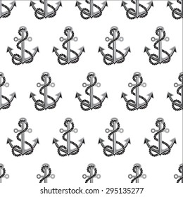 Seamless nautical pattern with anchors and rope. Design element for wallpapers, baby shower invitation, birthday card, scrapbooking, fabric print etc.