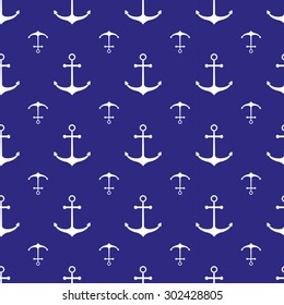 Seamless nautical pattern with anchors and rope. Design element for wallpapers, web site background, baby shower invitation, birthday card, scrapbooking, fabric print etc. Vector illustration