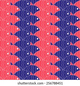Seamless nautical pattern with fish. Design element for wallpapers, baby shower invitation, birthday card, scrapbooking, fabric print etc.