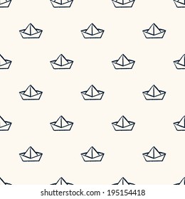 Seamless nautical pattern with paper boats.