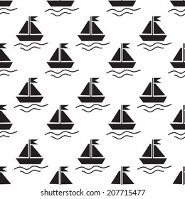 Seamless nautical pattern with sailboats. Vector illustration EPS8