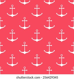 Seamless nautical pattern with scattered anchors and ship wheels. Design element for wallpapers, baby shower invitation, birthday card, scrapbooking, fabric print etc.