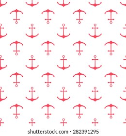Seamless nautical pattern with scattered anchors and ship wheels. Design element for wallpapers, baby shower invitation, birthday card, scrapbooking, fabric print etc.