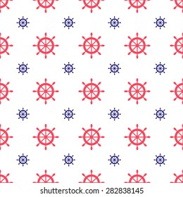 Seamless nautical pattern with scattered ship wheels. Design element for wallpapers, baby shower invitation, birthday card, scrapbooking, fabric print etc.