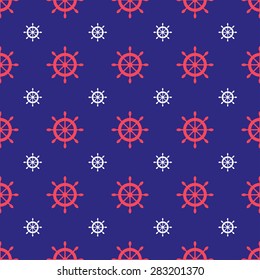 Seamless nautical pattern with scattered ship wheels. Design element for wallpapers, baby shower invitation, birthday card, scrapbooking, fabric print etc.