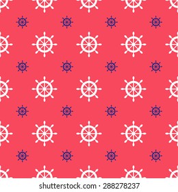Seamless nautical pattern with scattered ship wheels. Design element for wallpapers, baby shower invitation, birthday card, scrapbooking, fabric print etc.