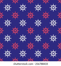 Seamless nautical pattern with ship wheels. Design element for wallpapers, baby shower invitation, birthday card, scrapbooking, fabric print etc.