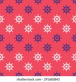Seamless nautical pattern with ship wheels. Design element for wallpapers, web site background, baby shower invitation, birthday card, scrapbooking, fabric print etc. Vector illustration.
