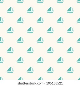 Seamless nautical pattern with small blue boats. Can be used for wallpaper, pattern fills, surface textures