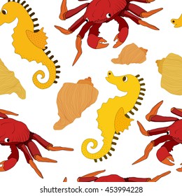 Seamless nautical pattern.Colorful vector summer print.Textile texture