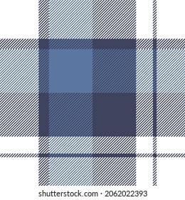 Seamless nautical plaid pattern in blue, dark navy and white.