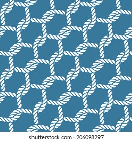 Seamless Nautical Rope Knot Pattern, Fishing Net