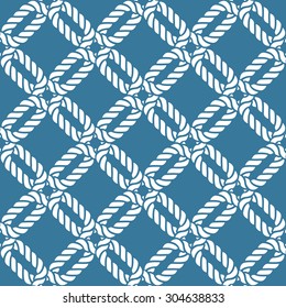Seamless nautical rope knot pattern, fishing net